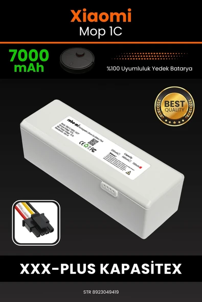 robo-mi Xiaomi Mi Vacuum Mop 1C 7000mAh Robot Süpürge Bataryası - Yüksek Yoğunluklu Li-ion Hücre