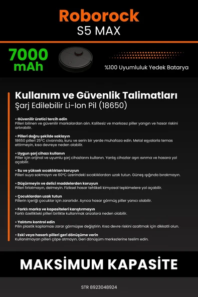 robo-mi Roborock S5 Max 7000mAh Robot Süpürge Bataryası - Koruma Katmanlı Batarya Teknolojisi - Resim 7
