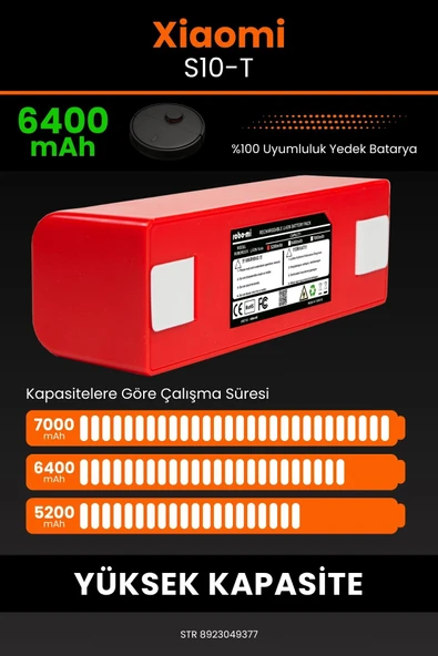 robo-mi Xiaomi Mi Robot Vacuum S10T 6400mAh Robot Süpürge Bataryası - Yüksek Yoğunluklu Li-ion Hücre - Resim 4