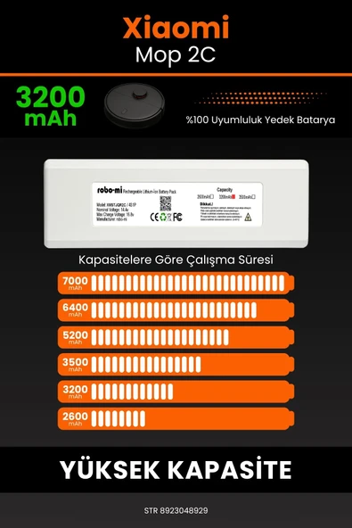 robo-mi Xiaomi Mi Vacuum Mop 2C 3200mAh Robot Süpürge Bataryası - Koruma Katmanlı Batarya Teknolojisi - 4