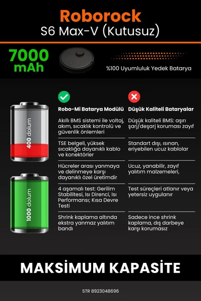 robo-mi Roborock S6 MaxV 7000mAh Robot Süpürge Bataryası - Koruma Katmanlı Batarya Teknolojisi - Resim 6