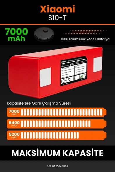 robo-mi Xiaomi Mi Robot Vacuum S10T 7000mAh Robot Süpürge Bataryası - Koruma Katmanlı Batarya Teknolojisi - 4