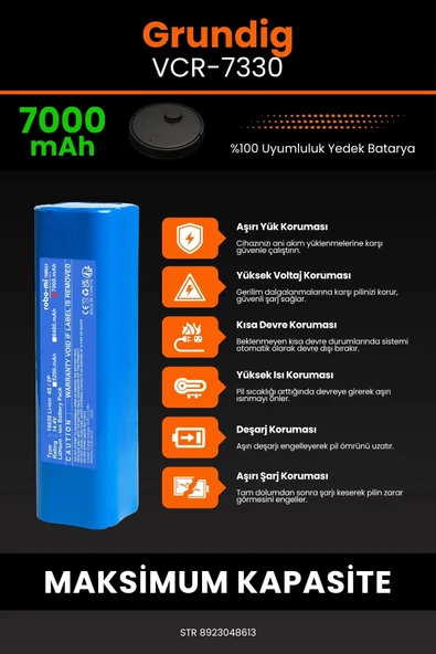 robo-mi Grundig Vcr 7330 7000mAh Robot Süpürge Bataryası - Koruma Katmanlı Batarya Teknolojisi - 5