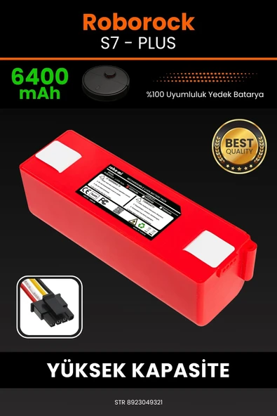 robo-mi Roborock S7 Plus 6400mAh Robot Süpürge Bataryası - Yüksek Yoğunluklu Li-ion Hücre