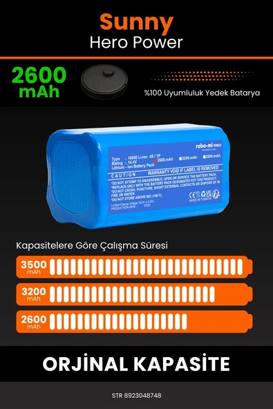 robo-mi Sunny Hero Power 2600mAh Robot Süpürge Bataryası - Koruma Katmanlı Batarya Teknolojisi - 4