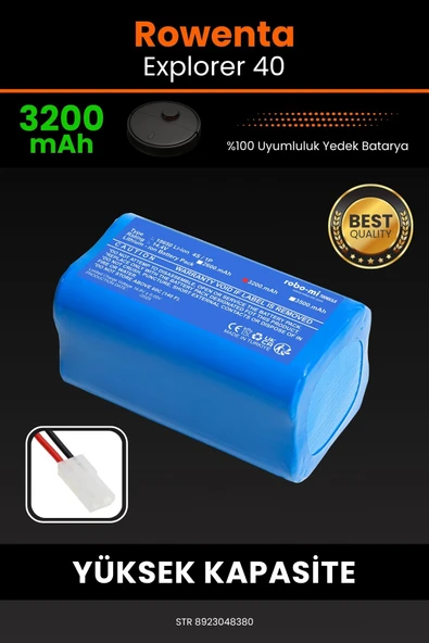robo-mi Rowenta Explorer 40 3200mAh Robot Süpürge Bataryası - Sertifikalı Güvenlik, Gerçek Kapasite