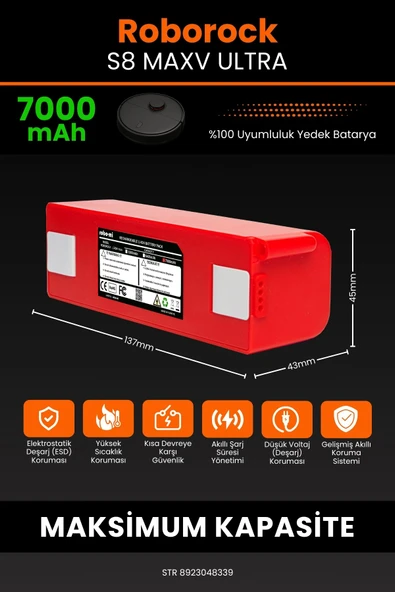 robo-mi Roborock S8 Maxv Ultra 7000mAh Robot Süpürge Bataryası - Sertifikalı Güvenlik, Gerçek Kapasite - Resim 2