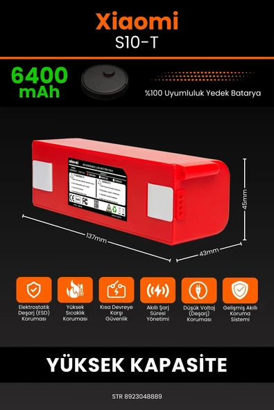 robo-mi Xiaomi Mi Robot Vacuum S10T 6400mAh Robot Süpürge Bataryası - Koruma Katmanlı Batarya Teknolojisi - Resim 2