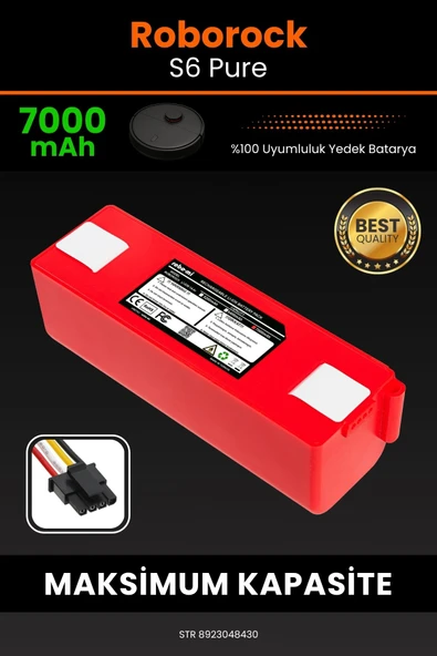 robo-mi Roborock S6 Pure 7000mAh Robot Süpürge Bataryası - Sertifikalı Güvenlik, Gerçek Kapasite