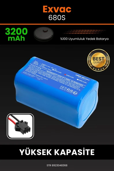 robo-mi Exvac Exvac 680S 3200mAh Robot Süpürge Bataryası - Sertifikalı Güvenlik, Gerçek Kapasite