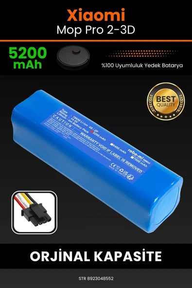 robo-mi Xiaomi Mi Robot Vacuum Mop Pro 2+ 3D 5200mAh Robot Süpürge Bataryası - Sertifikalı Güvenlik