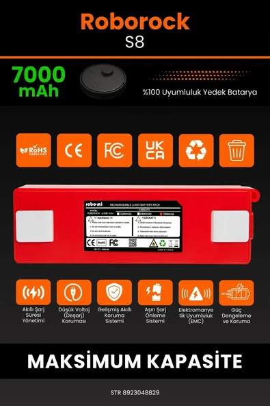 robo-mi Roborock S8 7000mAh Robot Süpürge Bataryası - Koruma Katmanlı Batarya Teknolojisi - Resim 3