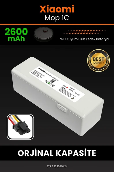 robo-mi Xiaomi Mi Vacuum Mop 1C 2600mAh Robot Süpürge Bataryası - Yüksek Yoğunluklu Li-ion Hücre