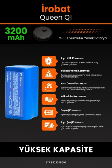 robo-mi İrobat Queen Q1 3200mAh Robot Süpürge Bataryası - Koruma Katmanlı Batarya Teknolojisi - 5