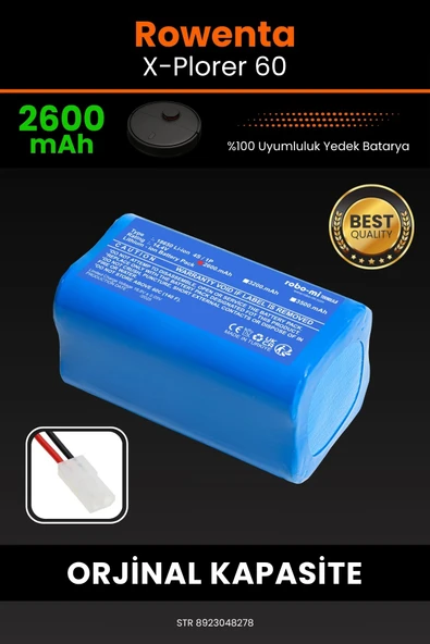robo-mi Rowenta X-Plorer 60 2600mAh Robot Süpürge Bataryası - Sertifikalı Güvenlik, Gerçek Kapasite