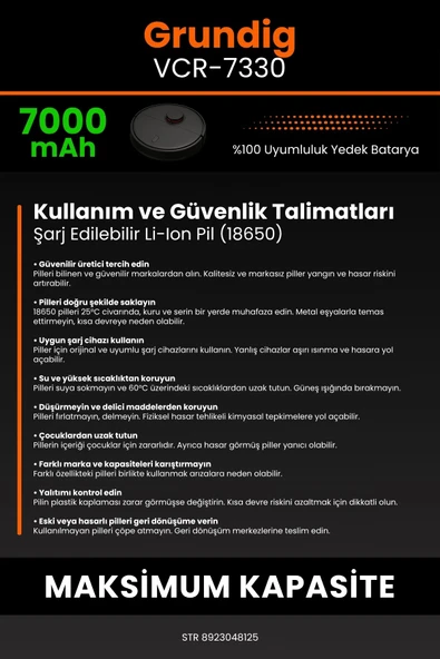 robo-mi Grundig Vcr 7330 7000mAh Robot Süpürge Bataryası - Sertifikalı Güvenlik, Gerçek Kapasite - Resim 7