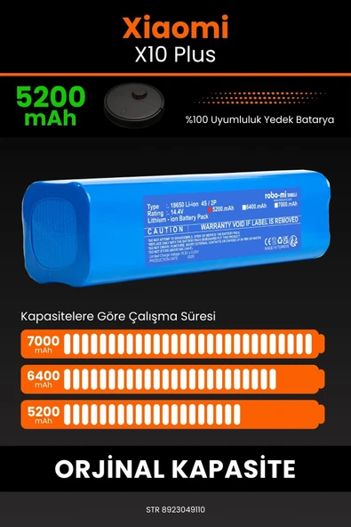 robo-mi Xiaomi Robot Vacuum X10 Plus 5200mAh Robot Süpürge Bataryası - Yüksek Yoğunluklu Li-ion Hücre - 4