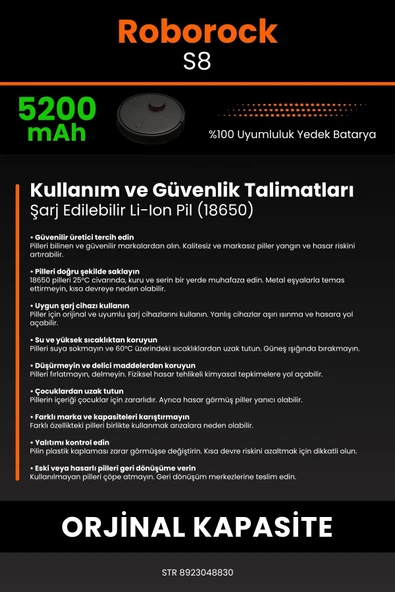 robo-mi Roborock S8 5200mAh Robot Süpürge Bataryası - Koruma Katmanlı Batarya Teknolojisi - Resim 7