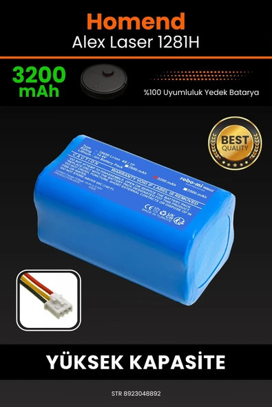 robo-mi Homend Alex Laser 1281h 3200mAh Robot Süpürge Bataryası - Koruma Katmanlı Batarya Teknolojisi - 1