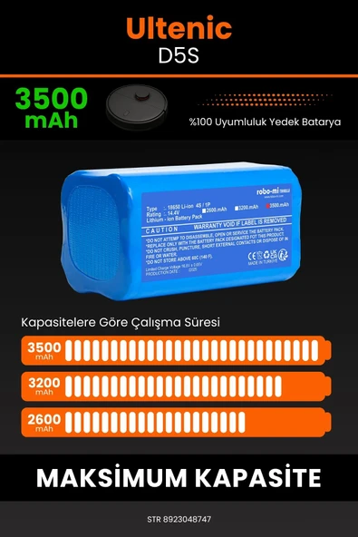 robo-mi Ultenic D5S 3500mAh Robot Süpürge Bataryası - Koruma Katmanlı Batarya Teknolojisi - 4