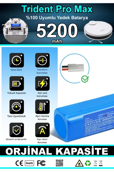 robo-mi Tesvor Pro Max 5200mAh Robot Süpürge Bataryası - Gerçek Kapasite, Maksimum Güvenlik - 7