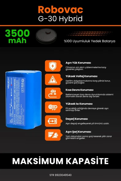 robo-mi Eufy Robovac G30 3500mAh Robot Süpürge Bataryası - Yüksek Yoğunluklu Li-ion Hücre - 5