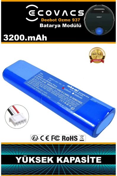 robo-mi Ecovacs Deebot Ozmo 937 3200mAh Robot Süpürge Bataryası - Gerçek Kapasite, Maksimum Güvenlik ürün görseli 1