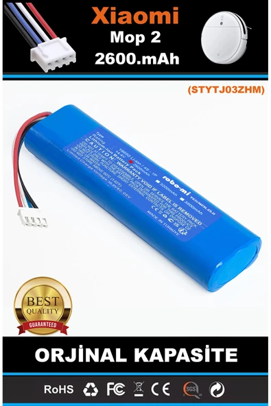 robo-mi Xiaomi Mi Vacuum Mop 2 STYTJ03ZHM 2600mAh Robot Süpürge Bataryası - Gerçek Kapasite