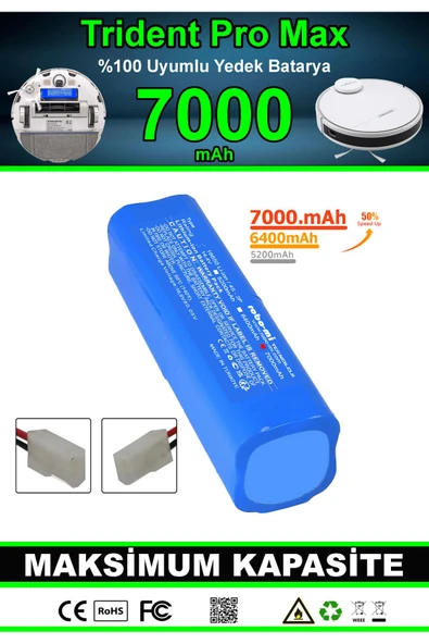 robo-mi Trident Pro Max 7000mAh Robot Süpürge Bataryası - Gerçek Kapasite, Maksimum Güvenlik - 4