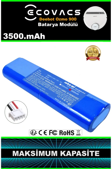 robo-mi Ecovacs Deebot Ozmo 900 3500mAh Robot Süpürge Bataryası - Gerçek Kapasite, Maksimum Güvenlik ürün görseli 1