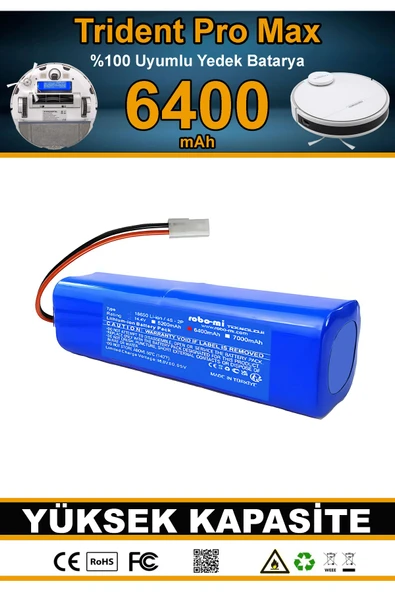 robo-mi Trident Pro Max 6400mAh Robot Süpürge Bataryası - Gerçek Kapasite, Maksimum Güvenlik ürün görseli 1