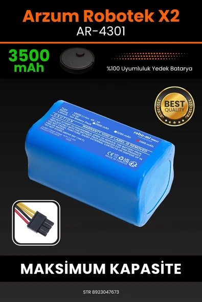 robo-mi Arzum AR4301 Robotek X2 3500mAh Robot Süpürge Bataryası - Gerçek Kapasite, Maksimum Güvenlik ürün görseli 1