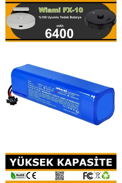 robo-mi Wiami FX-10 6400mAh Robot Süpürge Bataryası - Gerçek Kapasite, Maksimum Güvenlik ürün görseli