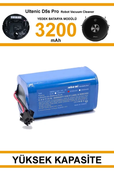 robo-mi Ultenic D5S Pro 3200mAh Robot Süpürge Bataryası - Gerçek Kapasite, Maksimum Güvenlik - 1