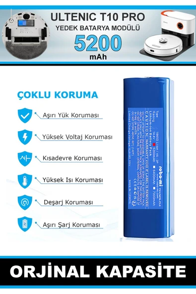 robo-mi Ultenic T10 Pro 5200mAh Robot Süpürge Bataryası - Gerçek Kapasite, Maksimum Güvenlik - Resim 3