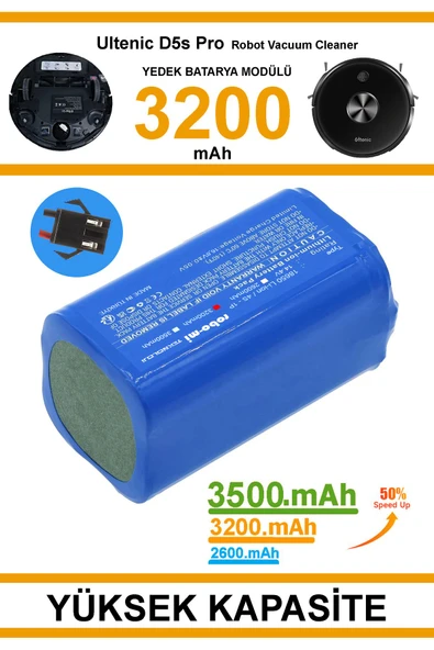 robo-mi Ultenic D5S Pro 3200mAh Robot Süpürge Bataryası - Gerçek Kapasite, Maksimum Güvenlik - 2