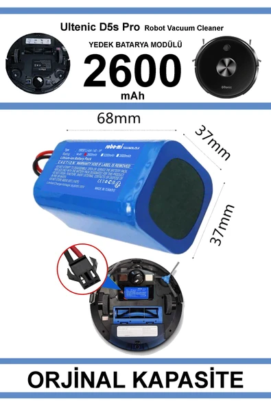 robo-mi Ultenic D5S Pro 2600mAh Robot Süpürge Bataryası - Gerçek Kapasite, Maksimum Güvenlik - 7