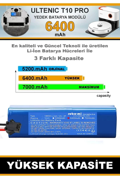 robo-mi Ultenic T10 6400mAh Robot Süpürge Bataryası - Gerçek Kapasite, Maksimum Güvenlik - Resim 2