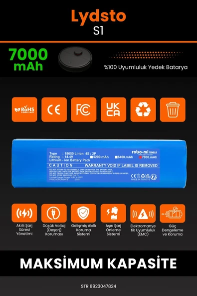 robo-mi Lydsto S1 7000mAh Robot Süpürge Bataryası - Gerçek Kapasite, Maksimum Güvenlik - Resim 3