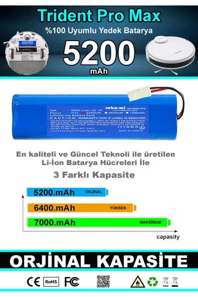 robo-mi Tesvor Pro Max 5200mAh Robot Süpürge Bataryası - Gerçek Kapasite, Maksimum Güvenlik - 2