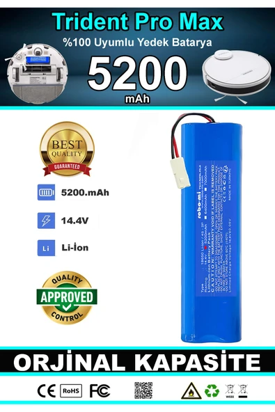 robo-mi Tesvor Pro Max 5200mAh Robot Süpürge Bataryası - Gerçek Kapasite, Maksimum Güvenlik - 5