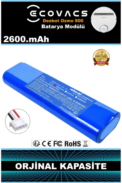 robo-mi Ecovacs Deebot Ozmo 900 2600mAh Robot Süpürge Bataryası - Gerçek Kapasite, Maksimum Güvenlik ürün görseli 1