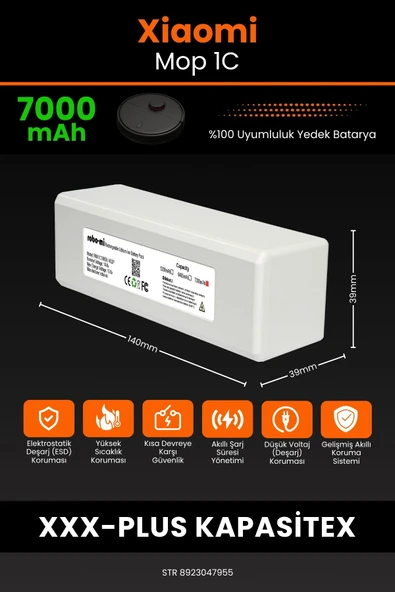 robo-mi Xiaomi Mi Vacuum Mop 1C 7000mAh Robot Süpürge Bataryası - Gerçek Kapasite, Maksimum Güvenlik - 2