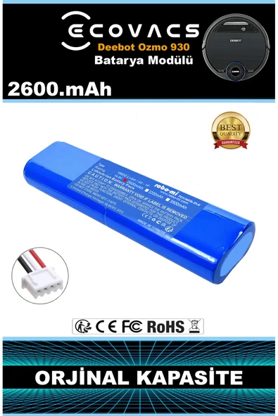 robo-mi Ecovacs Deebot Ozmo 900 2600mAh Robot Süpürge Bataryası - Yüksek Yoğunluklu Li-ion Hücre ürün görseli 1