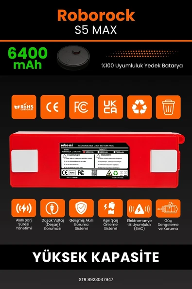robo-mi Roborock S5 Max 6400mAh Robot Süpürge Bataryası - Gerçek Kapasite, Maksimum Güvenlik - Resim 3