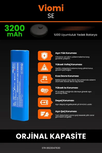 robo-mi Viomi SE 3200mAh Robot Süpürge Bataryası - Gerçek Kapasite, Maksimum Güvenlik - Resim 5