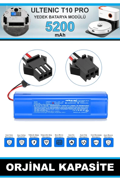 robo-mi Ultenic T10 Pro 5200mAh Robot Süpürge Bataryası - Gerçek Kapasite, Maksimum Güvenlik - Resim 6
