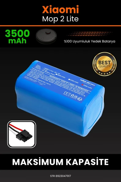 robo-mi Xiaomi Mi Vacuum Mop 2 Lite 3500mAh Robot Süpürge Bataryası - Gerçek Kapasite, Maksimum Güvenlik