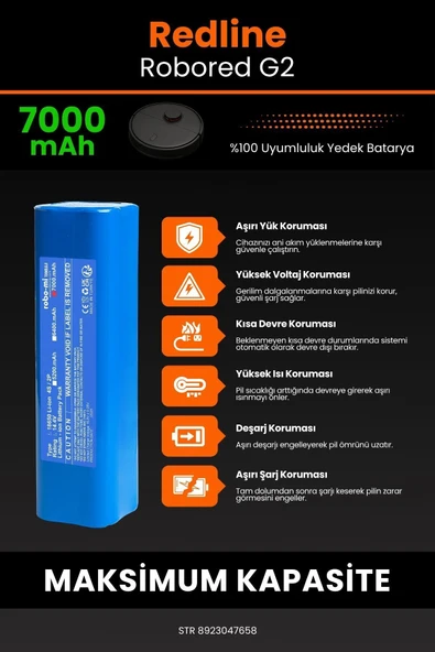robo-mi Redline Robored G2 7000mAh Robot Süpürge Bataryası - Gerçek Kapasite, Maksimum Güvenlik - 5