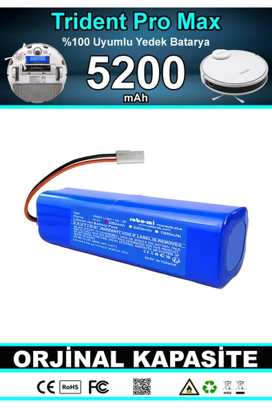 robo-mi Tesvor Pro Max 5200mAh Robot Süpürge Bataryası - Gerçek Kapasite, Maksimum Güvenlik